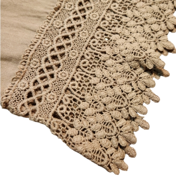 ROSEMARINE XS FLAX MUD LINEN COTTAGE EMBROIDERED LACE MIDI DRESS - Picture 4 of 6